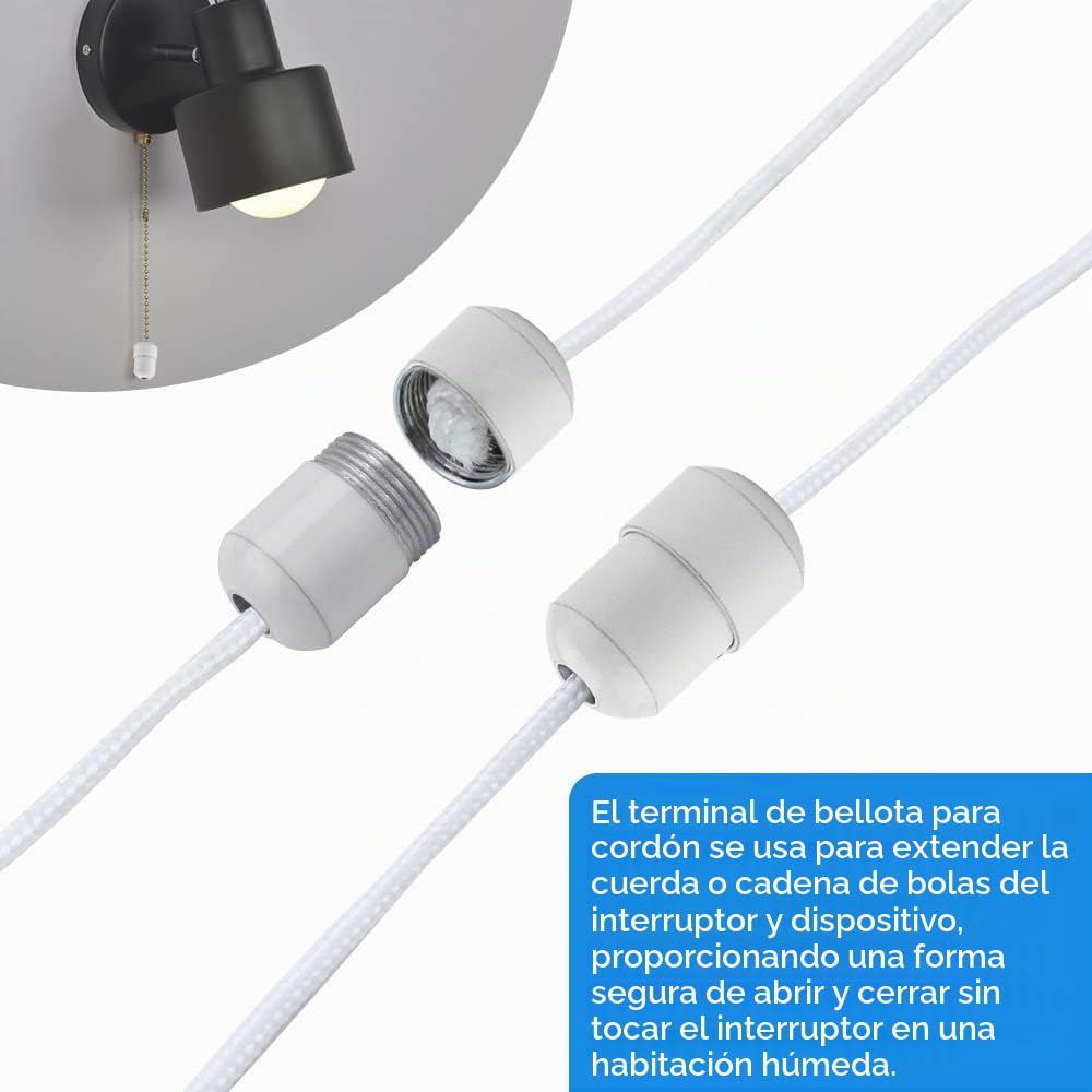 Acorn Twist-Cap - Cadena para interruptor de luz (aluminio)