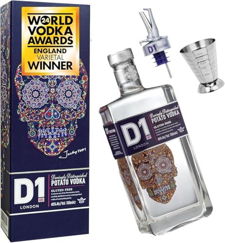 D1 London Spirits Vodka Gift Set 70cl with Cocktail Jigger & Pourer in Gift Box | World Awards 2024 Gold Winner - 40% ABV