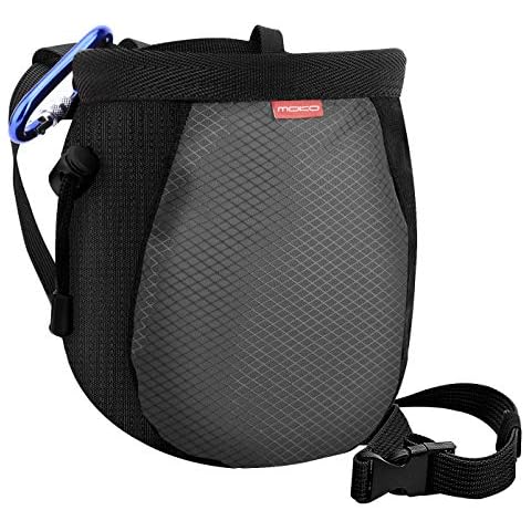 MoKo Klettern Chalkbag, Bouldern Magnesiabeutel mit Einstellbar Gürtel & Karabinerclip Kordelzug Chalk Bag Boulderbag Cover