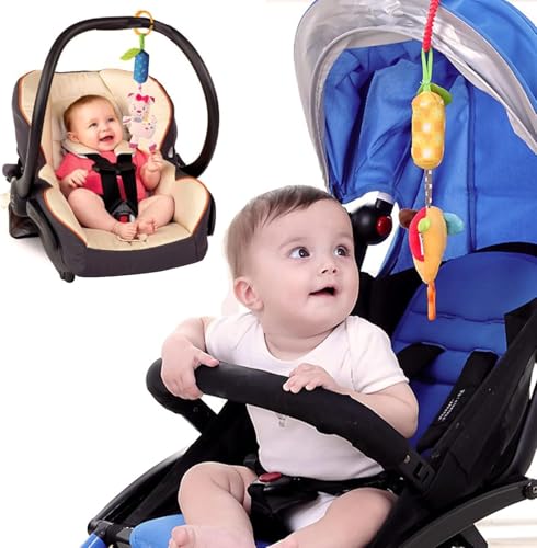 Image of Baby Soft Hanging Rattle,Car Seat Hanging Bell Adorable Animal Music Crib Toy Carseat Rattles Educational Toys for Babies 3 6 9 to 12 Months (4 Pack)