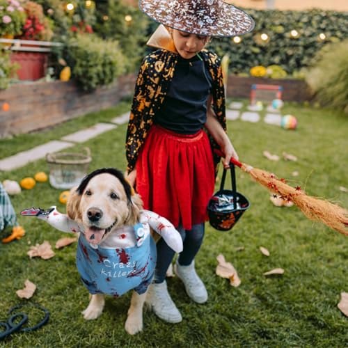 Valicaer Halloween Hundekostüm Chucky,Hund Schreckliches Kostüm Lustiges Haustier Kostüm für kleine bis große Hunde und Katze, Party- und Cosplay Anzug Dog Killers (L)