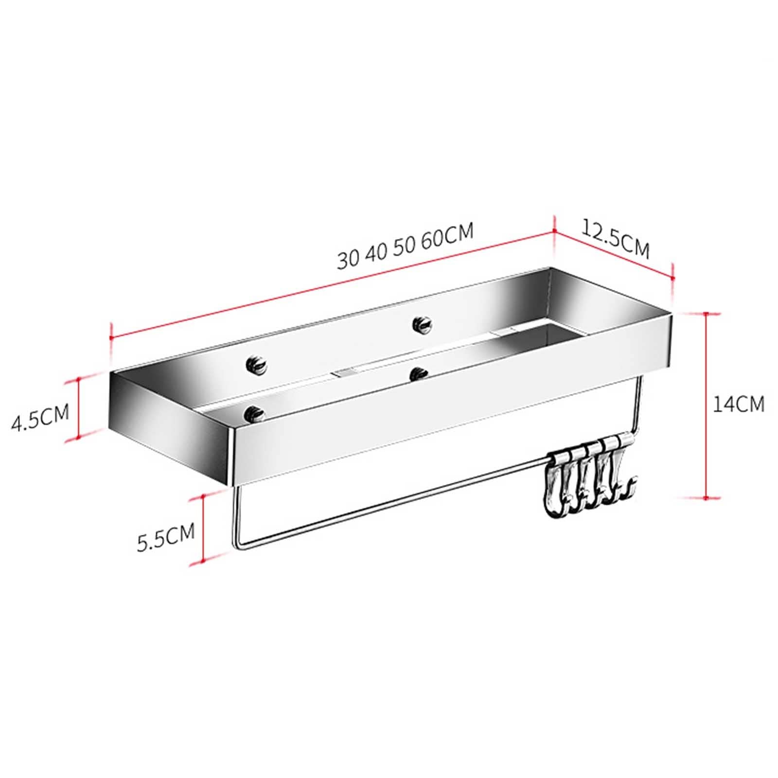 Mensole da Bagno Mensola da Bagno a Parete Senza Foratura Cremagliera da Doccia Adesivo in Acciaio Inossidabile Multifunzione per WC Balcone, Cromato, 2 Strati 30 cm