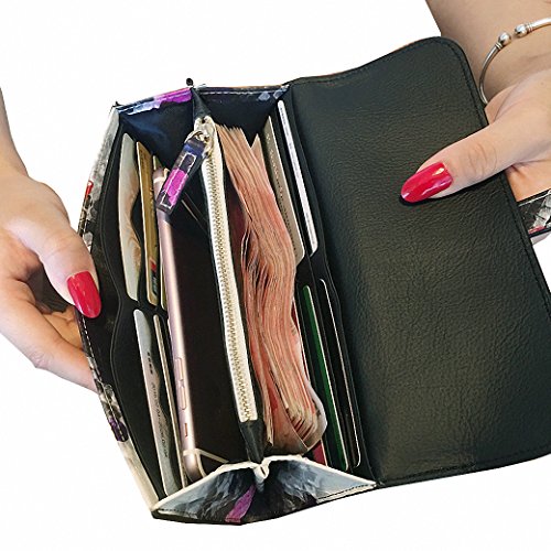 Women's Genuine Leather Color Paint Snake Skin Luxury Long Clutch Wallet Smartphones Card Holder Travel Ladies Purse Party Prom Handbag