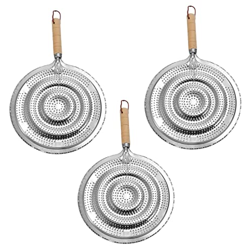 Yardwe Wooden Handle Pot Mat 12.6X8.3 Inch Kitchen Heat Diffuser Insulation Pads for Hot Pots Pans Coffee Makers with Hanging Rope Set of 3