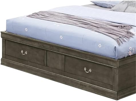 Glory Furniture Louis Phillipe King Storage Bed in Gray