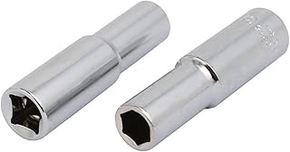 Aexit 3/8-inch Square Hand Operated Tools Drive 3/8-inch Hex 6 Point Deep Impact Socket Silver Tone 2pcs Model:73as92qo739