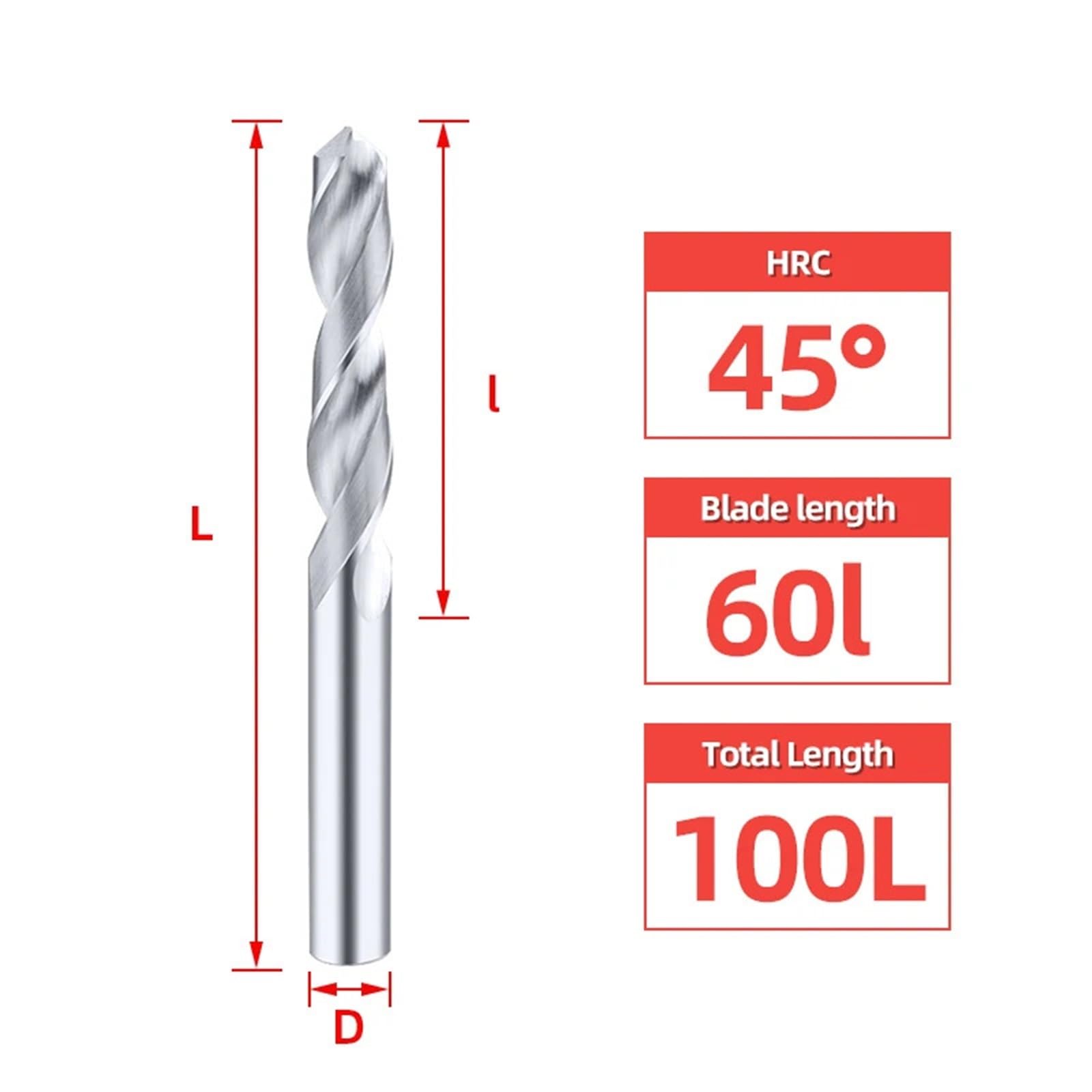 Longitud Total, Brocas de Carburo de 100mm, herramientas de torno CNC, perforación de Metal duro, brocas helicoidales de acero de tungsteno de 2,1-20,0mm(10.6MM_100MM)