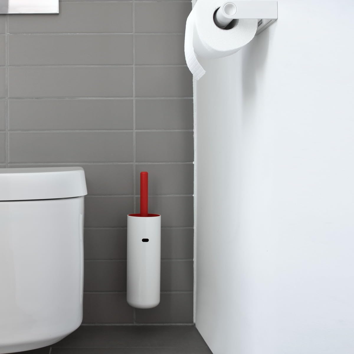 Escobilla Lunar, Escobillero de Pared, Escobilla de Inodoro Colgante, Plástico, Blanco