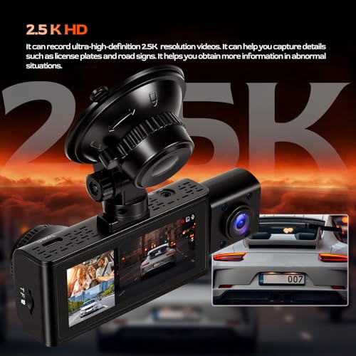 Cámara dashcam de 3 canales 2.5K con sensor de movimiento y WiFi 2