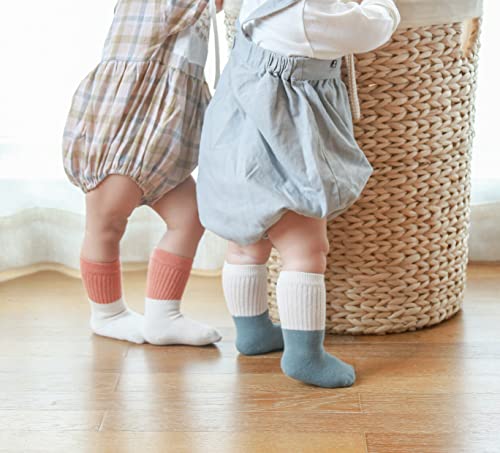 Image of J Poqobog Baby Girls Boys Socks infant Cotton Crew Socks for newborn Non Slip /Anti Skid Toddler Knee-high Socks set