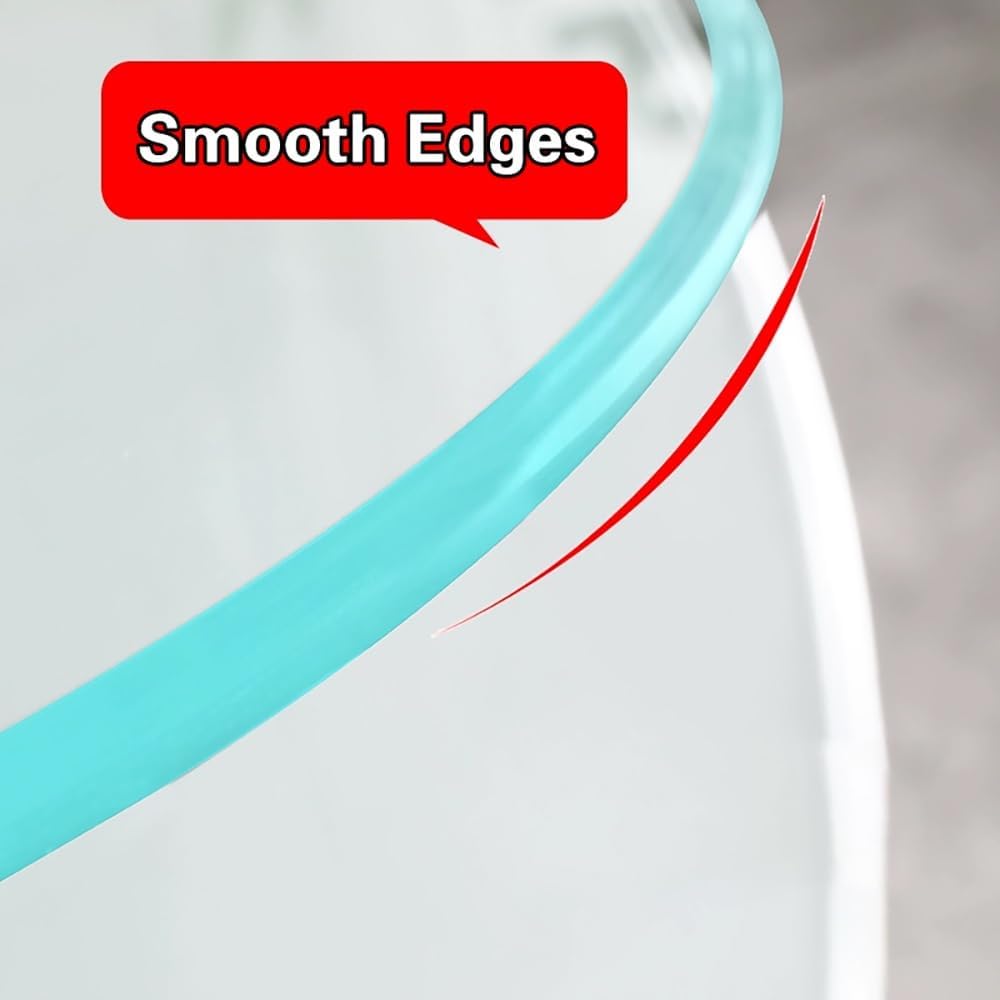 Clear Tempered Glass Top Round Replacement Glass Table Top with Anti-Slip Pads, 12in - 28in Transparent Table Surface 1/4" Thick Beveled Polished Edge, for Dining, Coffee, Office, Patio(38CM/15IN)