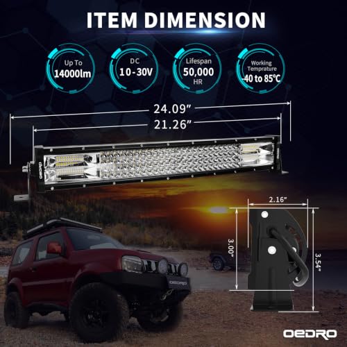 Image of OEDRO 24 Inch LED Light Bar Curved (w /Mounting Bracket) Quad-Row