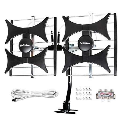 Newest 2021 Five Star Multi-Directional 4V HDTV Antenna - up to 200 Mile Range, UHF/VHF, Indoor, Attic, Outdoor, 4K Ready 1080P FM Radio, Supports 4 TVs Plus Installation Kit and Mounting Pole