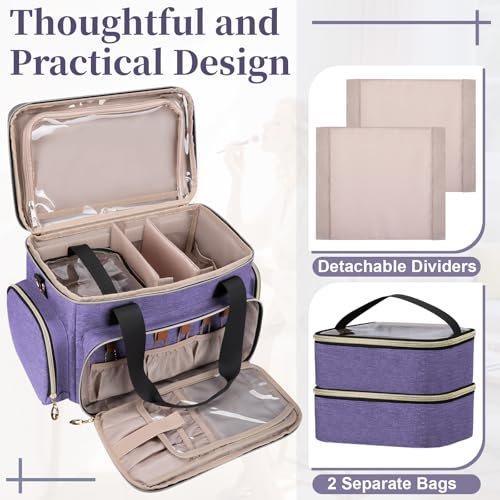 Image of GDNasist Large Makeup Bag, Portable Travel Makeup Bag Organizer | Cosmetic Travel Bag for Women Girls with 2 Removable Pouches & Detachable Dividers, Toiletry Bag for Makeup and Hair Supplies
