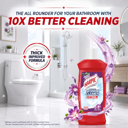 Image of Harpic Flushmatic In-Cistern Toilet Cleaner Blocks, Marine - 150 g | Lasts Upto 240 Flushes & Disinfectant Bathroom Cleaner Liquid, Floral - 1 L | India's # 1 Bathroom Cleaner