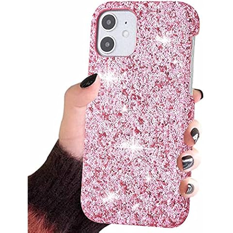 Reaky for iPhone 12 Case 3D Glitter Sparkly iPhone Case Bling Shiny Phone Case Shockproof Protective Cover Case(Pink) Cover