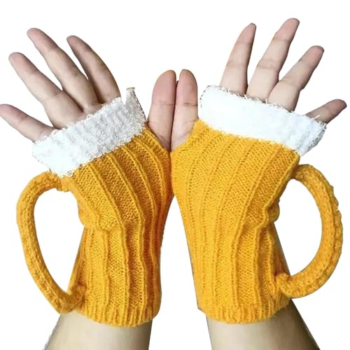 Guantes divertidos para jarra de cerveza - Guantes de invierno divertidos de punto, guantes de punto para jarra de cerveza | Gorro de invierno indispensable de poliéster de calidad ec, Guantes,