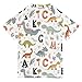 ALAZA Kids Rash Guard Boys Toddler Swim Shirts Short Sleeve Dinosaur Letters UPF 50+ 3T