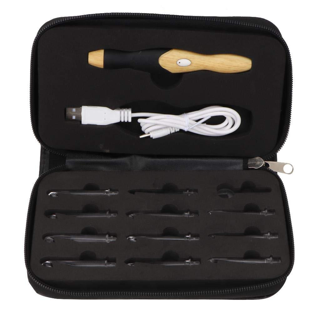 Lighted Crochet Hooks Set 11 Size Interchangeable Heads 2.5 mm to 8 mm Rechargeable Crochet Hooks with Ergonomic Grip Handles for DIY Craft Supplies Crochet Hook Accessories