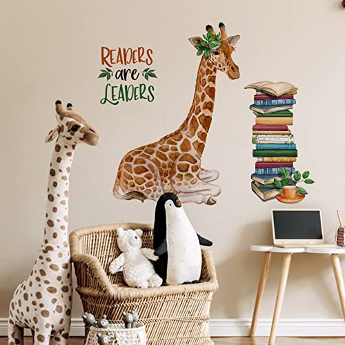 Mfault Foxes Reading Corner Baby Boys Girls Wall Decals Stickers, Giraffe Reading Corner Baby Boys Girls Wall Decals Stickers, Bird Kids Library Toddler Room Decor #TOP6