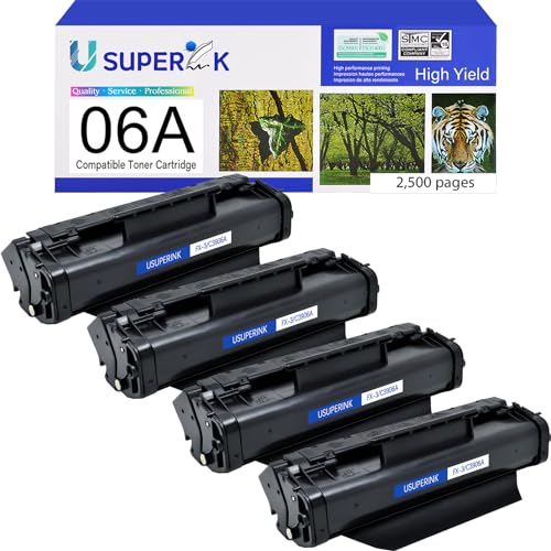 USUPERINK C3096A Compatible Toner Cartridge Replacement for HP 06A Black Toner Cartridge use for LaserJet 5L Xtra 5L-FS 6L 6Lse 6Lxi 3100 3100se 3100xi 3150 3150se 3150xi(4 Pack)