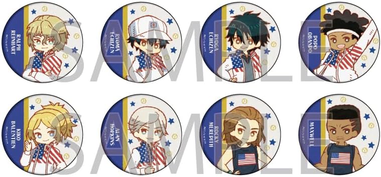 The New Prince of Tennis 11 American Representative (Retro Art Illustration) Can Badges Box of 8