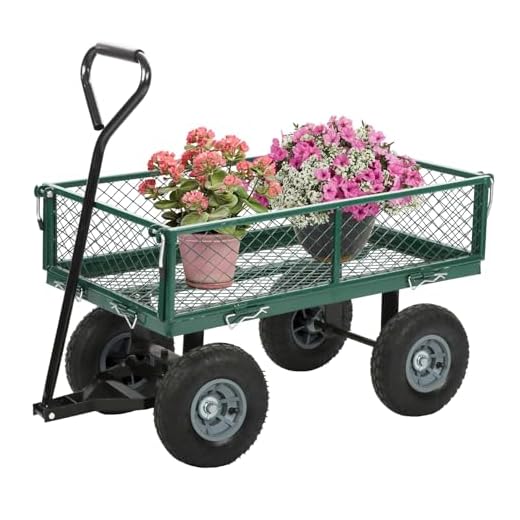 Garden Carts Yard Dump Wagon Cart Lawn Utility Cart Outdoor Steel Heavy Duty Beach Lawn Yard Landscape
