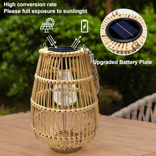 Solar Powered Lantern Outdoor Waterproof Hanging Rattan Lantern Lights Solar Lanterns Decorative Table Lamp for Garden,Yard,Patio,Porch,Trees,Lawn,Pathway,1 Pack - Image 3