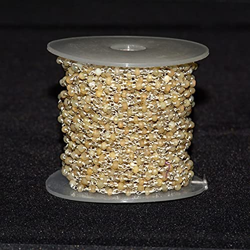 Chaîne opale jaune rosary en argent LKBEADS de 3mm pour création de bijoux de 3 mètres