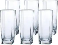 Jogo de 6 Copos de Vidro Texas 315 ml Design Quadrado Elegante e Resistente Ideal para Suco Água Refrigerante Drinks e Café Transparente para Cozinha Bar e Restaurante