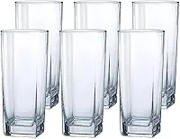 Jogo de 6 Copos de Vidro Texas 315 ml Design Quadrado Elegante e Resistente Ideal para Suco Água Refrigerante Drinks e Café Transparente para Cozinha Bar e Restaurante