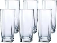 Jogo de 6 Copos de Vidro Texas 315 ml Design Quadrado Elegante e Resistente Ideal para Suco Água Refrigerante Drinks e Café Transparente para Cozinha Bar e Restaurante