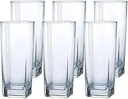Jogo de 6 Copos de Vidro Texas 315 ml Design Quadrado Elegante e Resistente Ideal para Suco Água Refrigerante Drinks e Café Transparente para Cozinha Bar e Restaurante