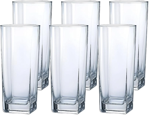 Jogo de 6 Copos de Vidro Texas 315 ml Design Quadrado Elegante e Resistente Ideal para Suco Água Refrigerante Drinks e Café Transparente para Cozinha Bar e Restaurante