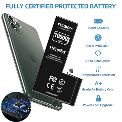 Xyirmcyf 10000Mah Super Capacity Battery Compatible With Iphone 11 Pro Max, 0 Cycle Li-Polymer Replacement Battery For Iphone 11 Pro Max thumb #5