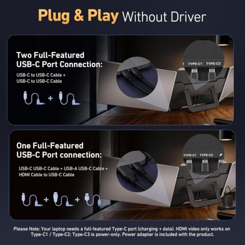 Image of Vixtan 16.1 inch Triple Laptop Screen Extender, Lightweight FHD IPS Portable Monitor for Laptop, USB-C Plug & Play Multi Screen Attachment for 13-17.3 inch laptops with Windows /Mac /Chrome