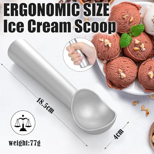 Ice Cream Scoop 2PCS, 7" One Piece Aluminum Scooper Spoon Heavy Duty Durable, Easy to Clean, for Gelato, Cookie Dough, Sorbet, Almond - Image 3