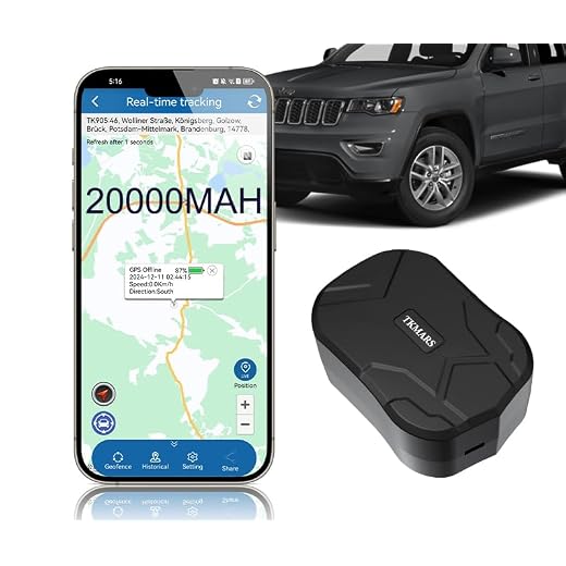 TKMARS GPS Tracker Auto Tracker für Auto 20000 Mah bis Zu 240 Tage Standby-Zeit GPS Tracker mit SIM Karte mit SIM-Karte und App