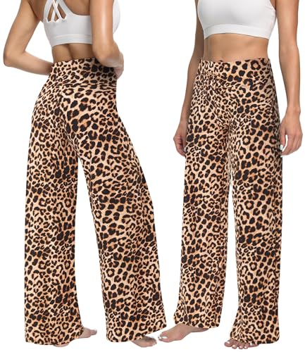 Image of ZOOSIXX Soft Black Pajama Pants for Women, Wide Leg Pants Woman Flowy Comfy Casual Lounge Yoga Capri Pants 22 inch / 30 inch