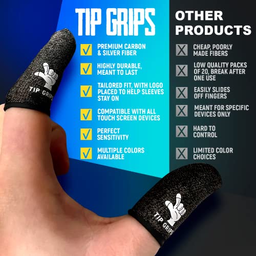 Finger Sleeves For Gaming (Pack Of 6), Premium Thumb Sleeves Mobile Gaming, Pubg Fortnite Finger Sleeve, Gaming Finger Sleeve, Finger Gloves For Gaming, Tip Grips (Black/Black) #TOP3