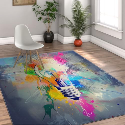 Tapis salon 160x230cm lavable grand format style graffiti multicolore - 4