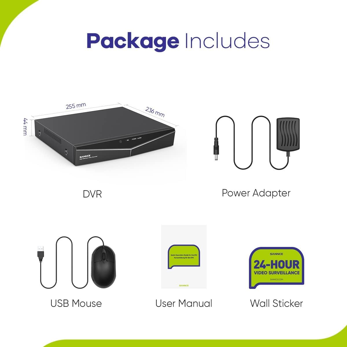 SANNCE 8-Kanal 1080p HD kabelgebundenes Haussicherheitsüberwachungssystem DVR Digitaler Videorecorder, eigenständige Überwachung CCTV Unterstützt 5-in-1-CVBS / AHD / TVI / CVI / IP