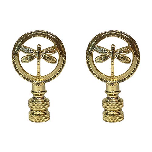 Image of Royal Designs, Inc. Decorative Hovering Dragonfly Finial for Lamp Shade, Polished Brass - Pack of 2