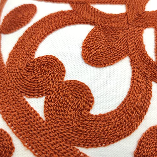 Alysheer Embroidered Decorative Throw Pillow Cover 18X18 Inches Set Of 2 Pieces, Boho Mandala Modern Chic Classic Pattern Cotton Cushion Case For Sofa Couch Bed Living Room(Burnt Orange) #TOP2