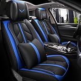 Auto sitzbezüge Autositzbezug 5 Sitze Universal Full Set Leder Sport Style for BMW F10 F11 F15 F16 F20 F25 F30 F34 E60 E70 E90 3. Januar 4 5 7 Serie GT X1 X3 X4 X5 X6 (Farbe : Blau)