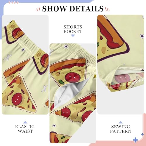 Cute Yellow Pizza Pajama Lounge Pants Elastic Waist Sleep PJ Bottoms with Pockets3