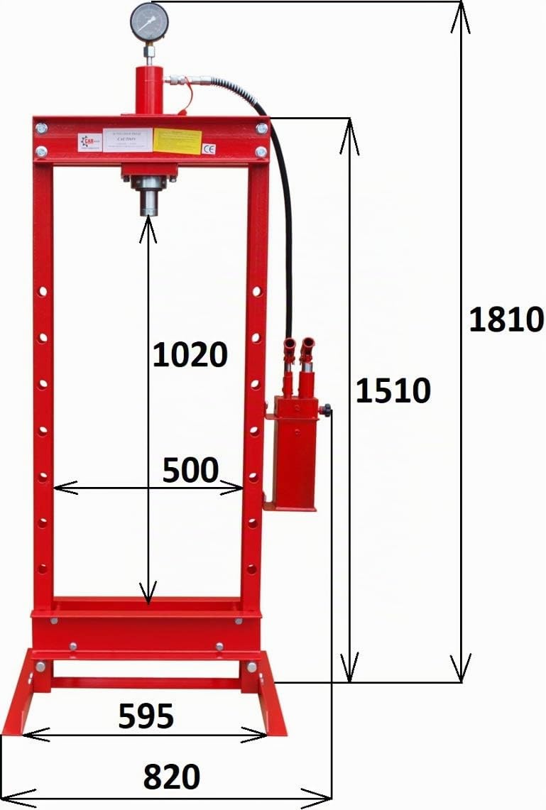 Carmax Presse d'atelier 20T avec 2 pompes + ensemble de pièces de pression 52 pièces + ensemble de mandrins de pression 8 pièces.