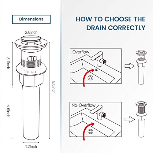 REGALMIX Pop Up Drain Stopper, Built-in Anti-Clogging Strainer, Polished Chrome, Fits Standard American Drain Hole (1-1/2" to 1-3/4") - Thumbnail 6