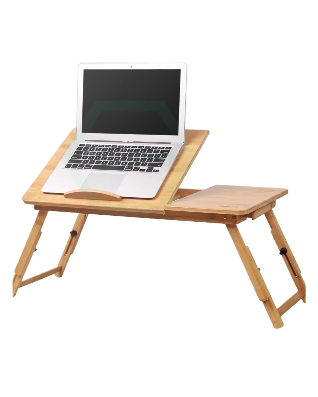 Verstellbarer Bambus-Laptop-Bett-Tablett, Tisch, faltbar, Frühstücksschreibtisch mit geneigtem tragbarem Laptop-Ständer für Bett und Sofa, ideal für Arbeit und Freizeit