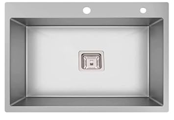 ANETTE 24X18 Tap Hole Stainless Steel Single Bowl Matt Handmade Kitchen Sink (24X18, Silver Color)